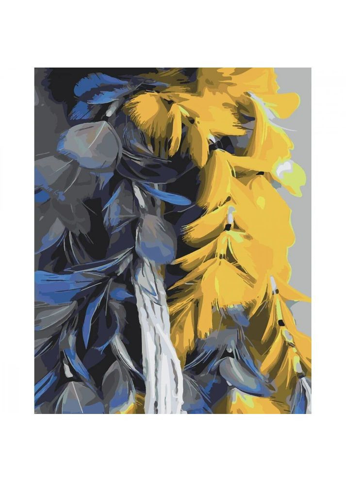 Картина по номерам с лаком и уровнем "Желто-голубые перья" Strateg (290251823)