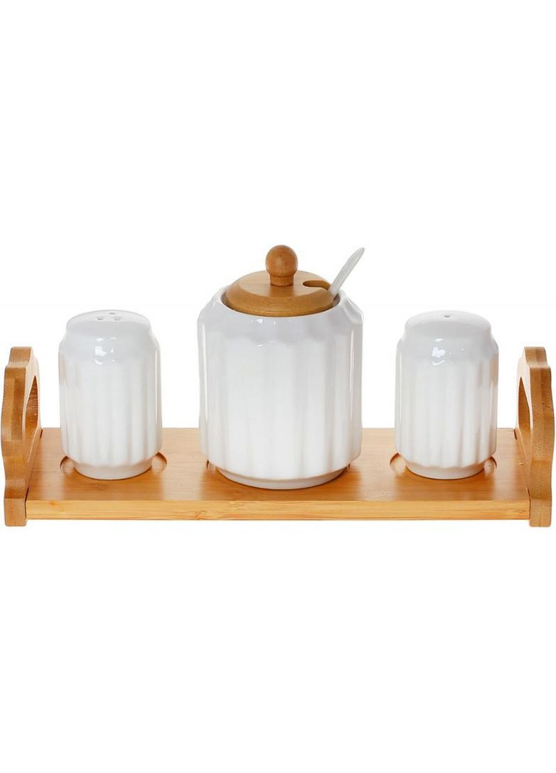 Набір для спецій Nouvelle Home цукорниця та солянка з бамбуковою підставкою кухонні банки для приправ Bona (368976743)