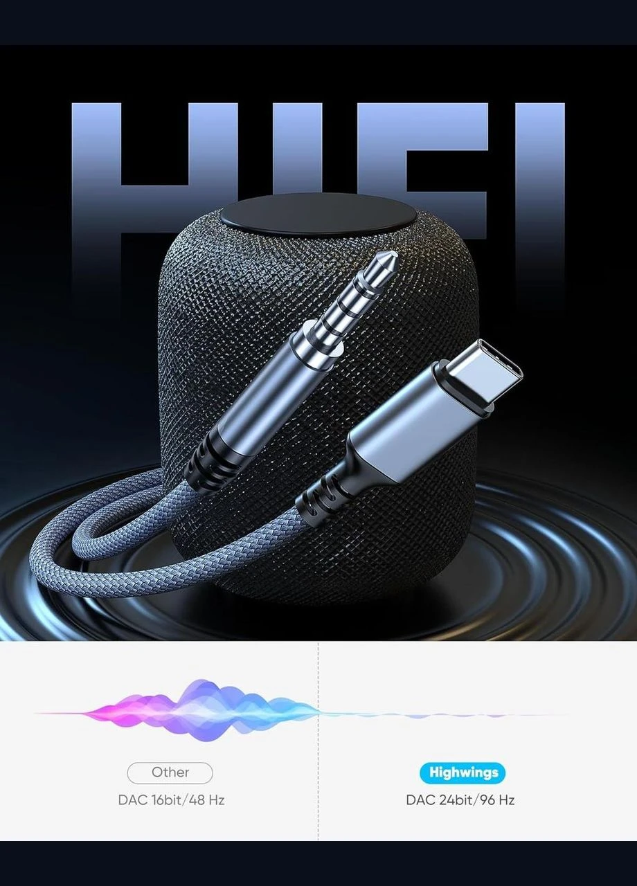 Адаптер Highwings USB Type C to 3.5мм 1м Samsung (382352940)