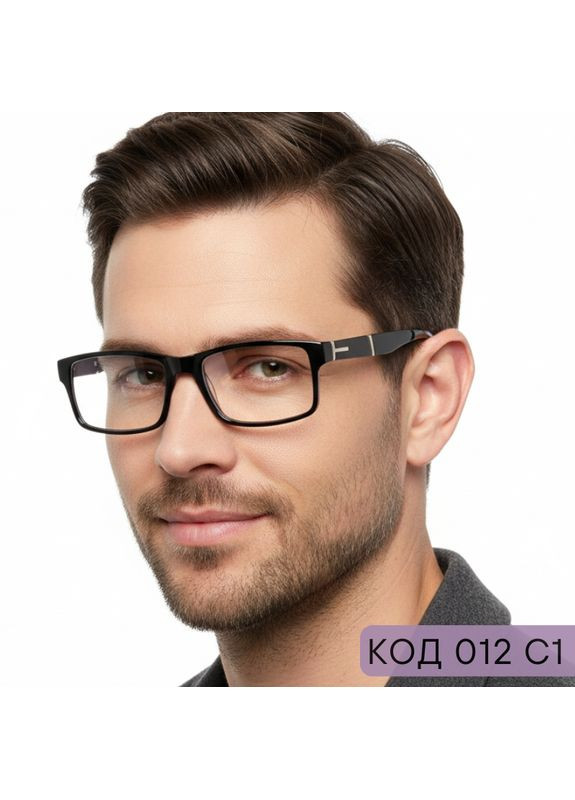 Готові чоловічі окуляри для зору в пластиковій оправі плюс і мінус. Код 012 чорні No Brand (370568560)