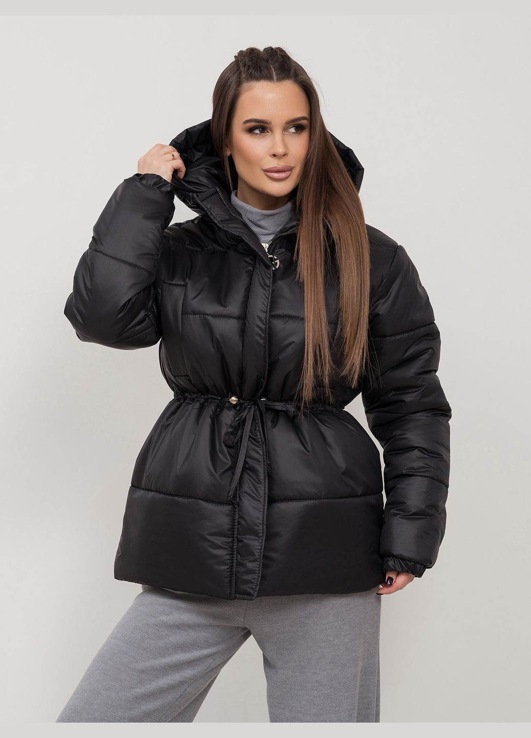 Чорна демісезонна жіночі куртки ISSA PLUS SA-508