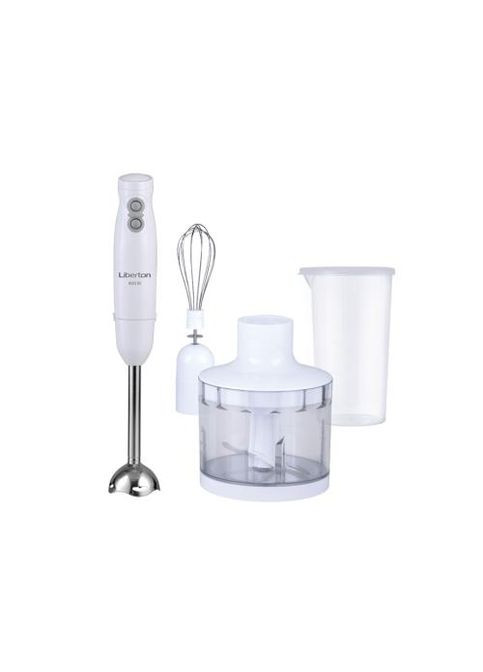 Блендер LHB0301, White, погружной, 600W, турборежимы, венчик, чаша измельчителя 400мл, мерный стакан 600мл Liberton (315435822)