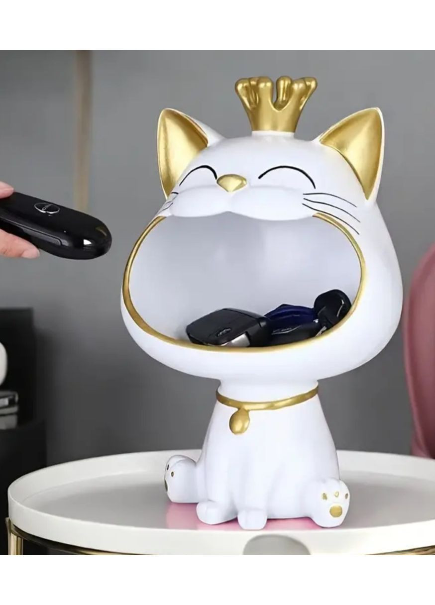 Статуетка Кішечка з Короною Біла 27см No Brand (367111059)