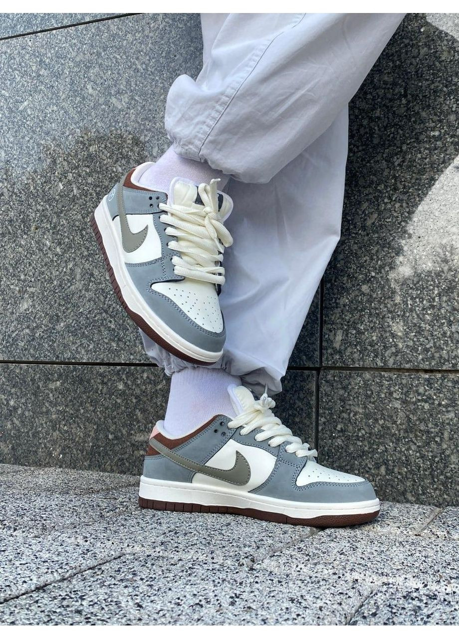 КРОСІВКИ ЖІНОЧІ NIKE SB DUNK GREY WHITE BROWN НАЙК СБ ДАНК No Brand сірі демісезони (367115072)