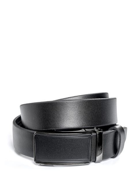 Чоловічий шкіряний ремінь чорний з автоматичною пряжкою Sambag (302747286)