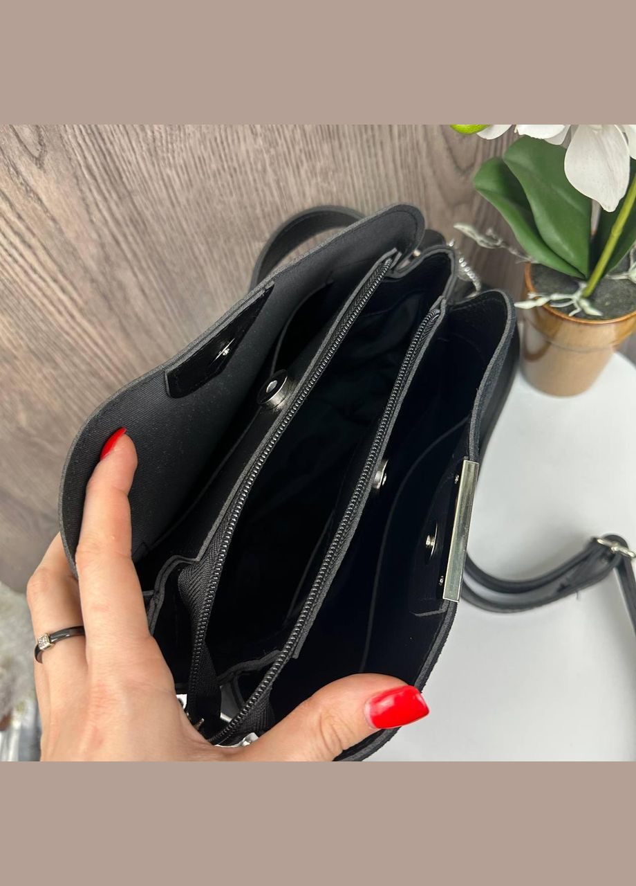 Жіноча замшева сумка чорна через плече, невелика жіноча сумочка натуральна замша No Brand (334731089)