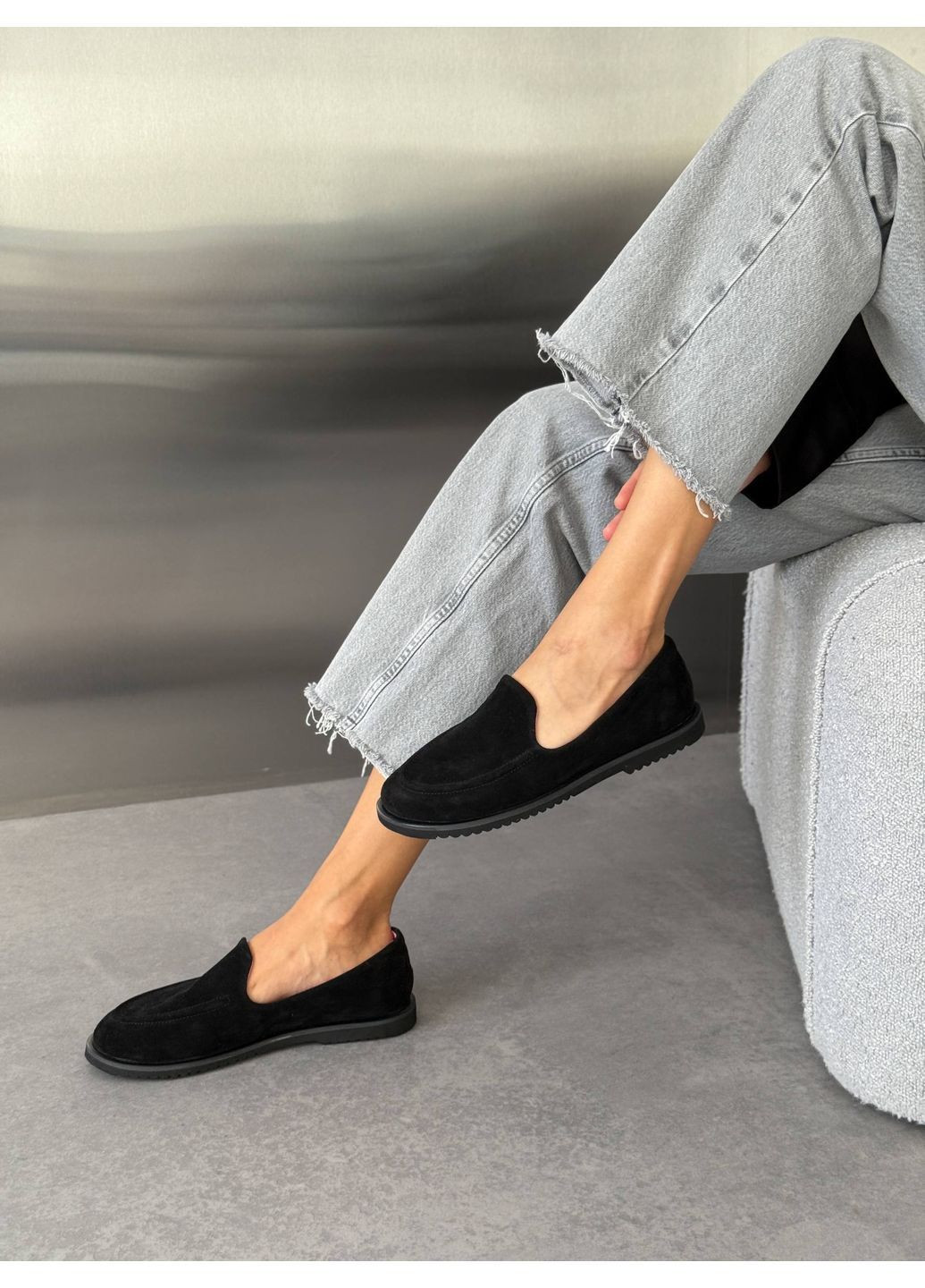 Helen Замшеві лофери чорний з натуральна замша, україна — демісезон (369625545)