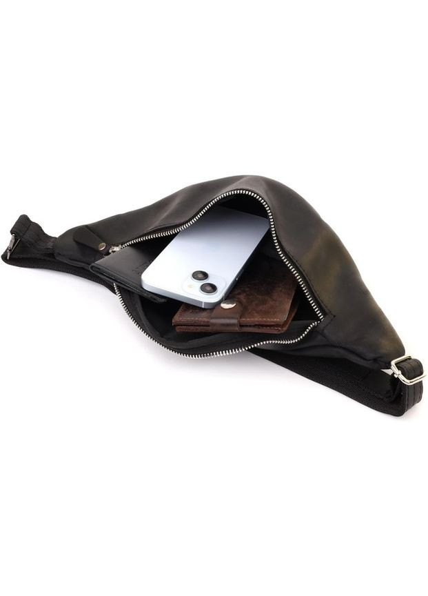 Сумка на пояс через плече шкіряна чоловіча Чорний 35573 Shvigel (334285406)