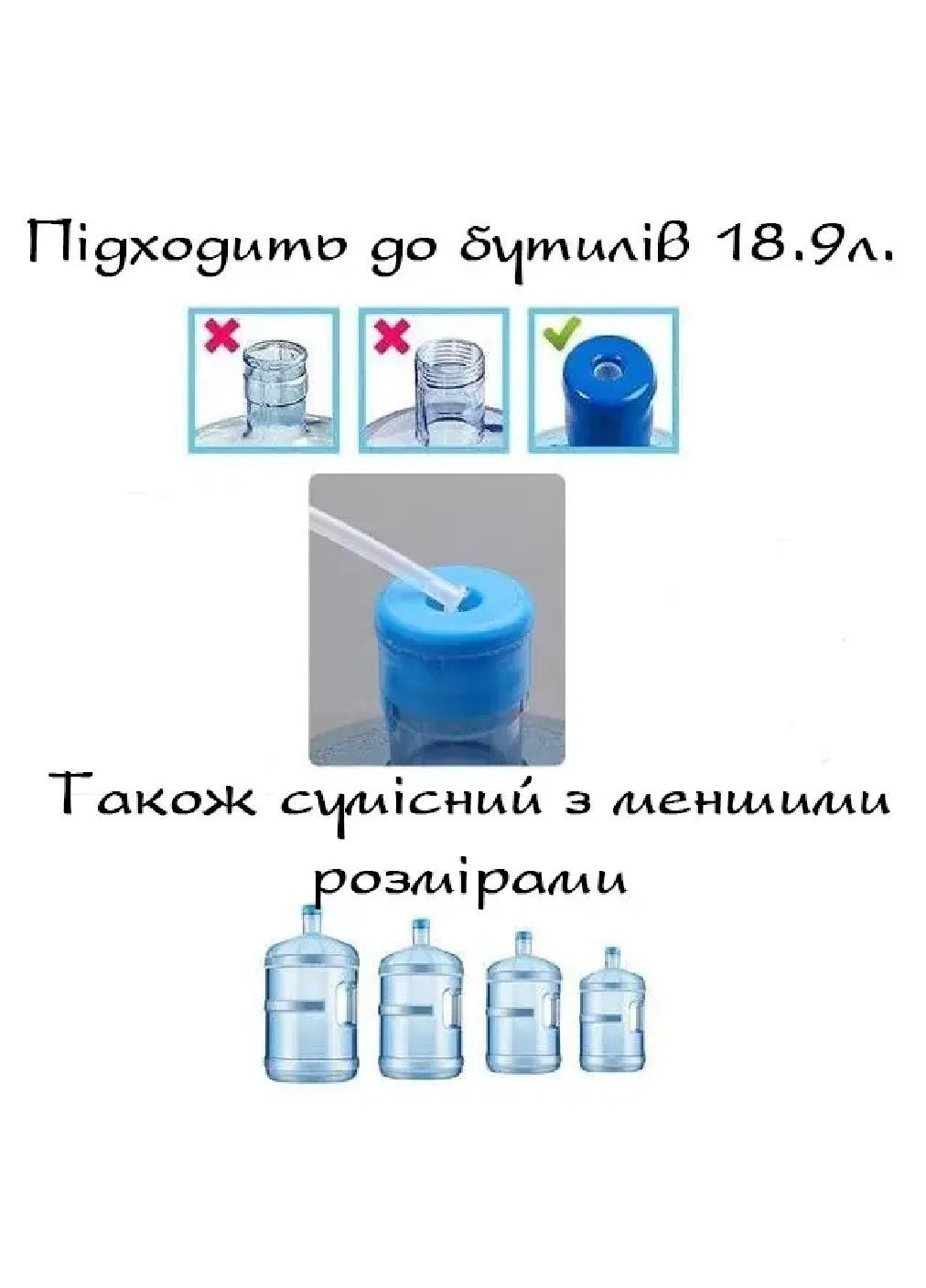 Електрична акумуляторна помпа насос для всіх типів бутильованої води тиха робота пластик 5 В (476436-Prob) Біла Unbranded (282595854)