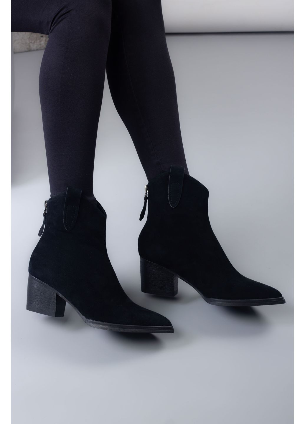 ботинки женские a2m1152-56-1 натуральная замша черные 346564 Where Uwear