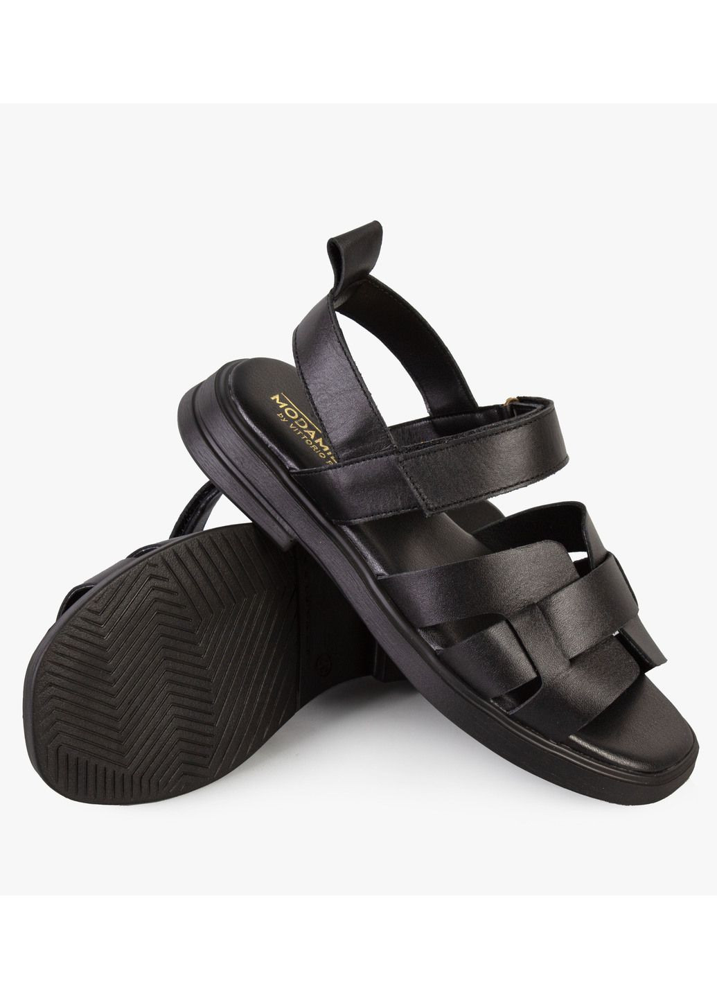 Черные босоножки женские бренда 8301720_(1) ModaMilano на липучке