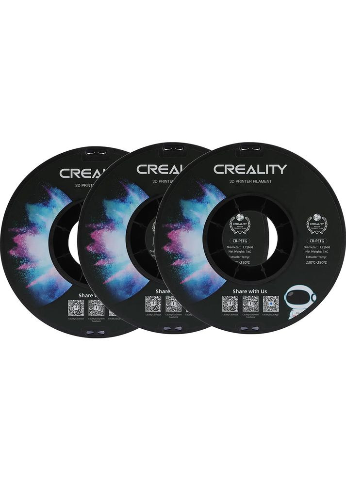 Пластик для 3D принтера PETG 3x1 кг1.75 мм White (3301030034x3) Creality (361854385)