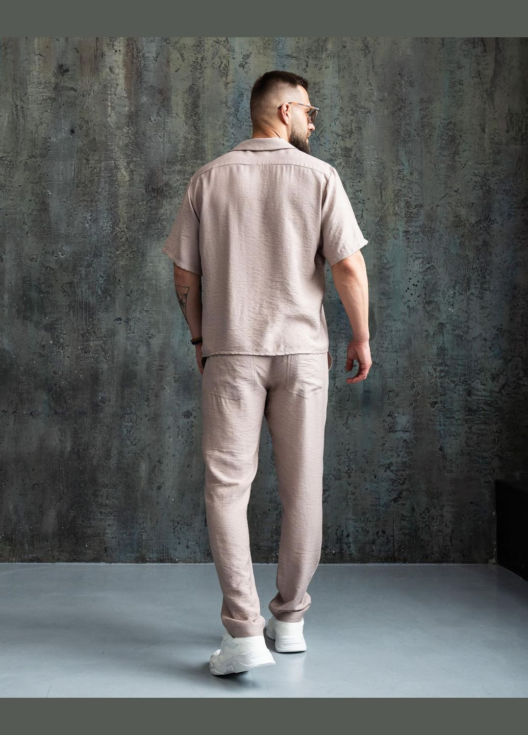 Кофейный летний льняной комплект No Brand