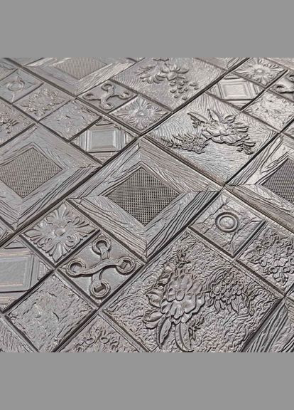 Самоклеюча декоративна 3D панель Арта Срібло 700x700x5мм Loft Expert (316258233)