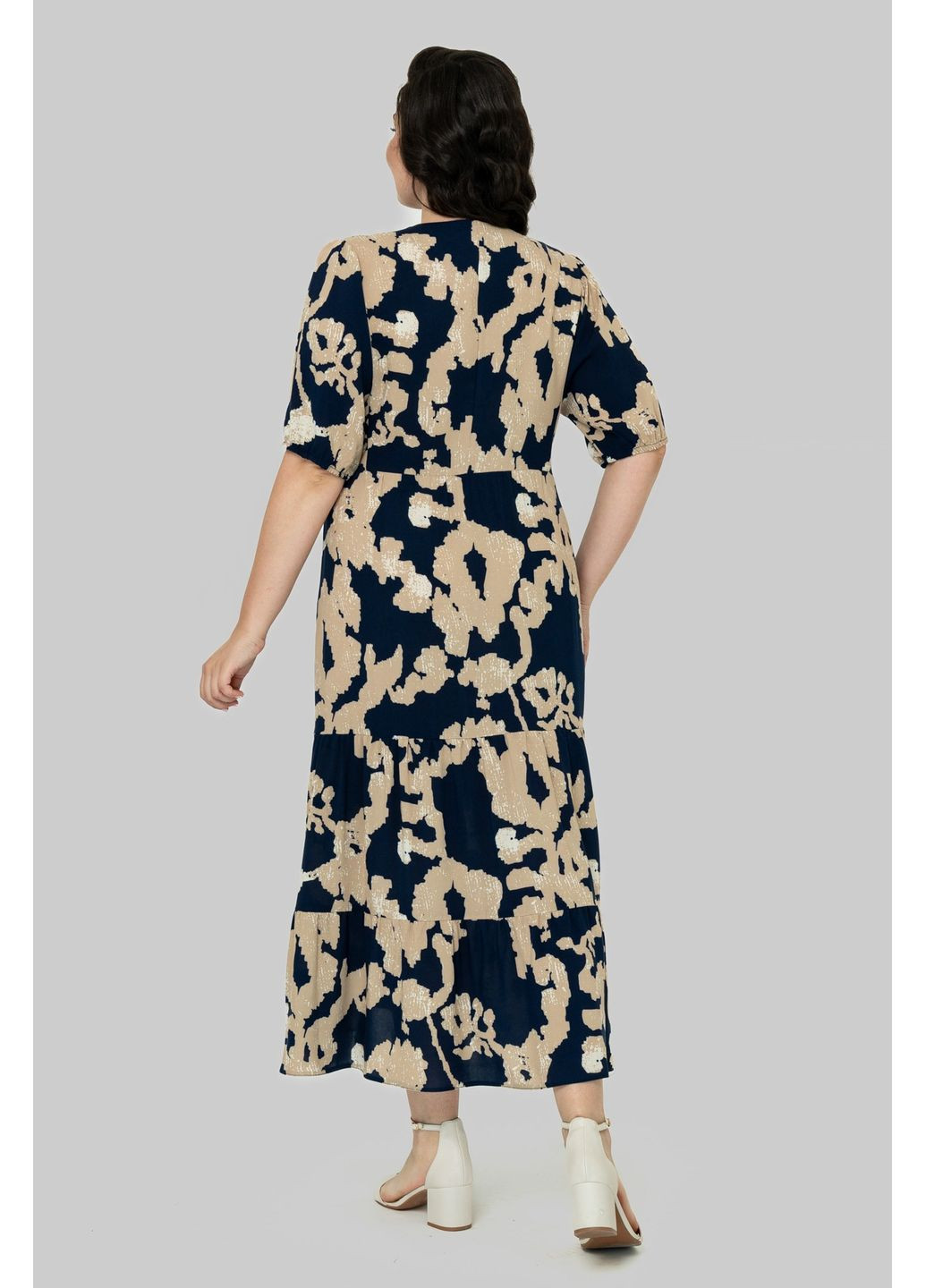 Синя повсякденний сукня напівприлягаючого силуету з v-подібним вирізом all posa (ap102510p) A'll Posa