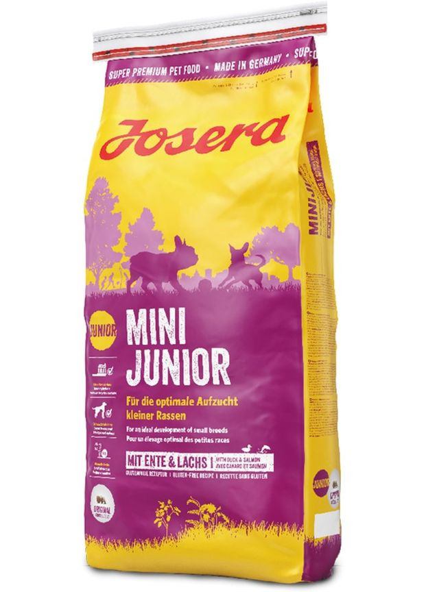Сухой корм для щенков малых пород MiniJunior с уткой и рисом 15 кг (4032254744290) Josera (279571747)