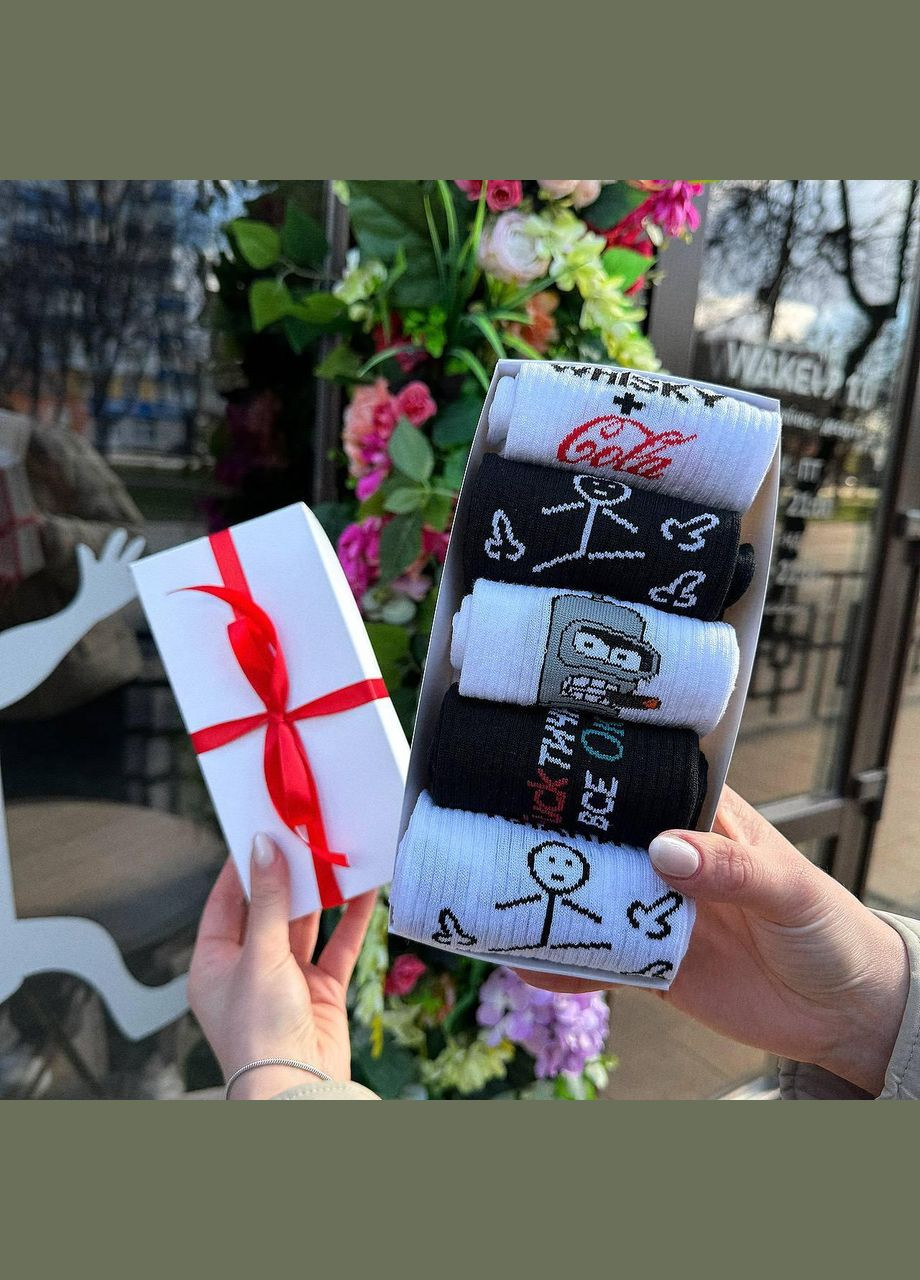 Комбинированные набор мужских носков 40-45 на 5 пар в подарочной коробке. Vakko (306515795)