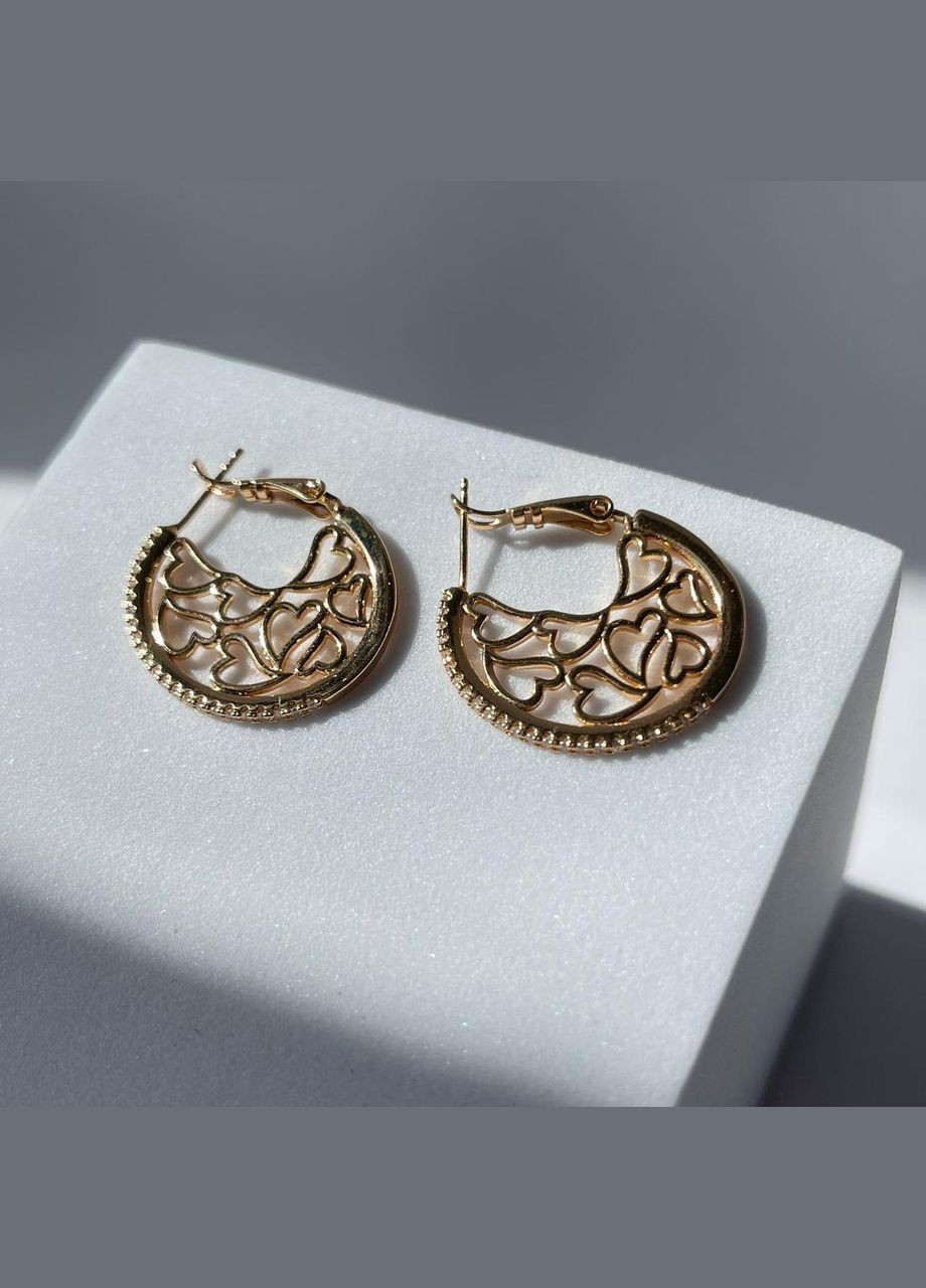 Серьги позолота Xuping Круглые с узором с камнями Золото 25 мм S15114 Xuping Jewelry (328943461)
