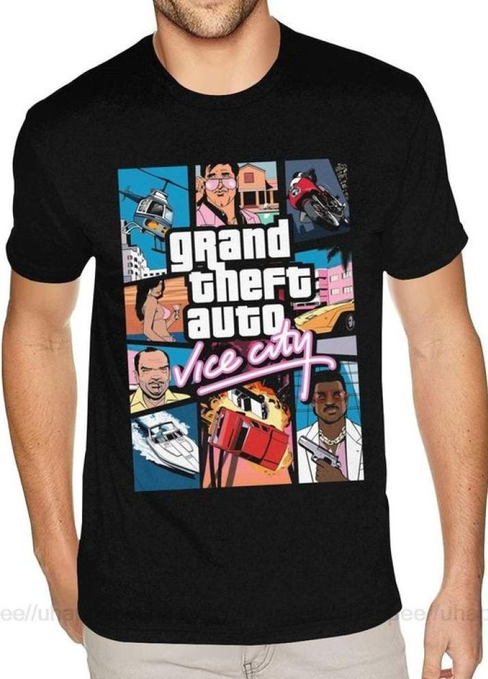 Чорна чорна чоловіча яскрава футболка з трендовим принтом No Brand