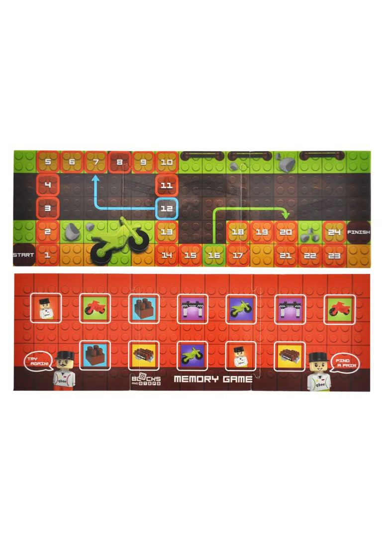 Конструктор блоковий Мототрек 3в1 блоки, ходилка, меморі від 3 років в асортименті QB300-103 qbee Кон7633 (370652710)