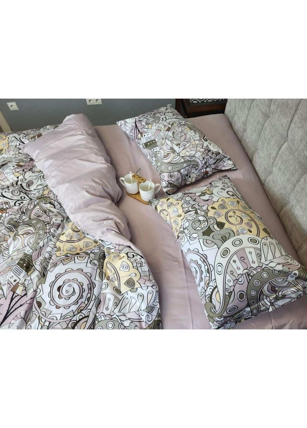 Постельное белье с резинкой ILLUSION, сатин PREMIUM Двухспальный размер, наволочки 50/70 No Brand (364219598)