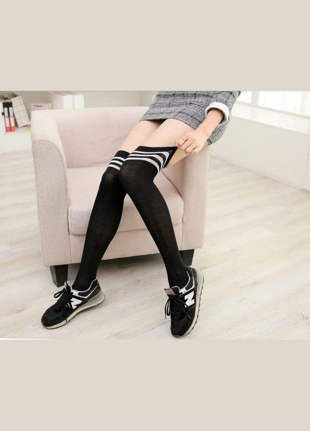 Заколінники щільні панчохи повсякдені спортивний стиль з декором полосами No Brand Заколенівки в спортивному стилі з декором лінії білі (346123675)