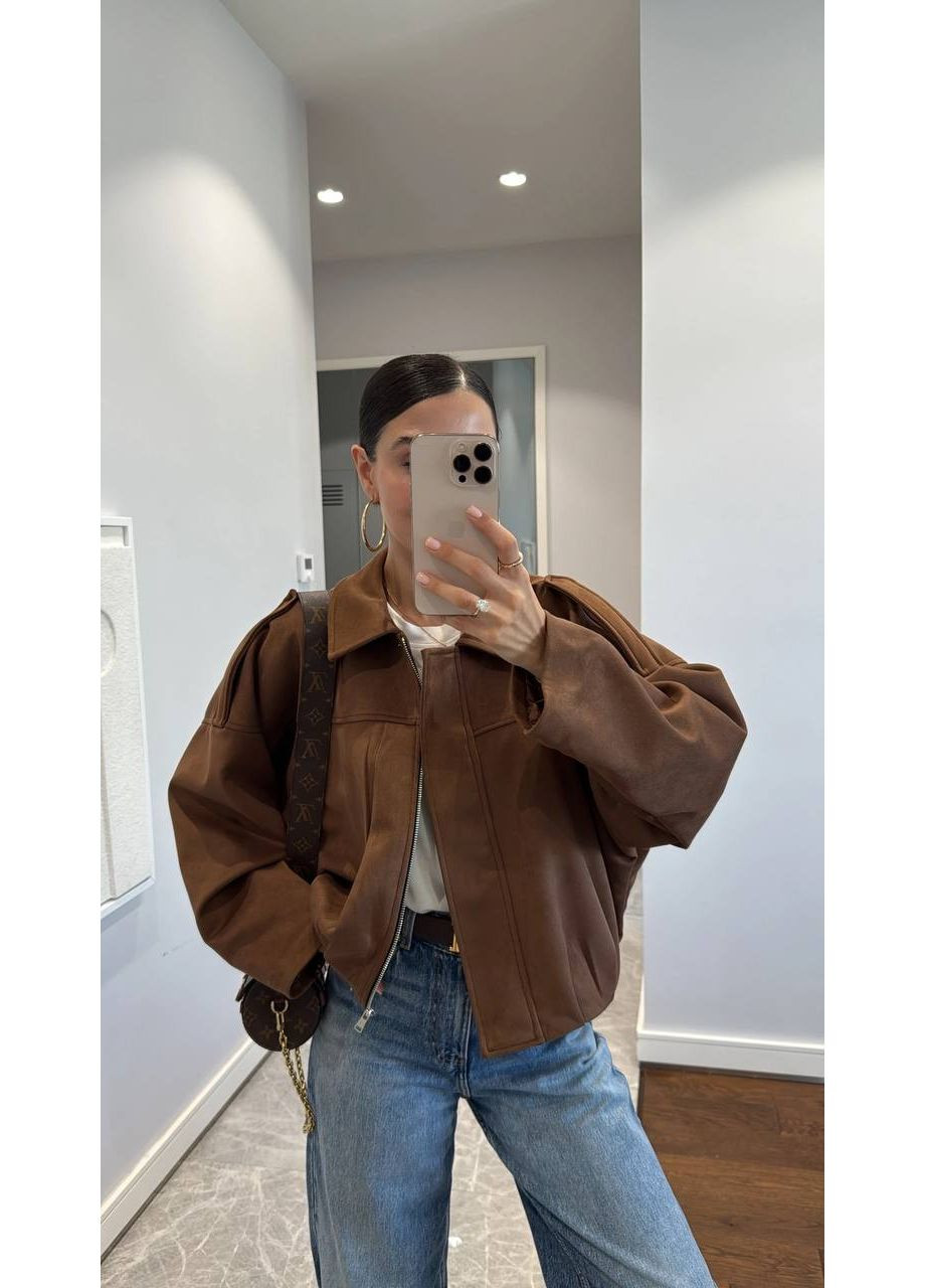 Женский замшевый бомбер FINO Mode на молнии (361269475)