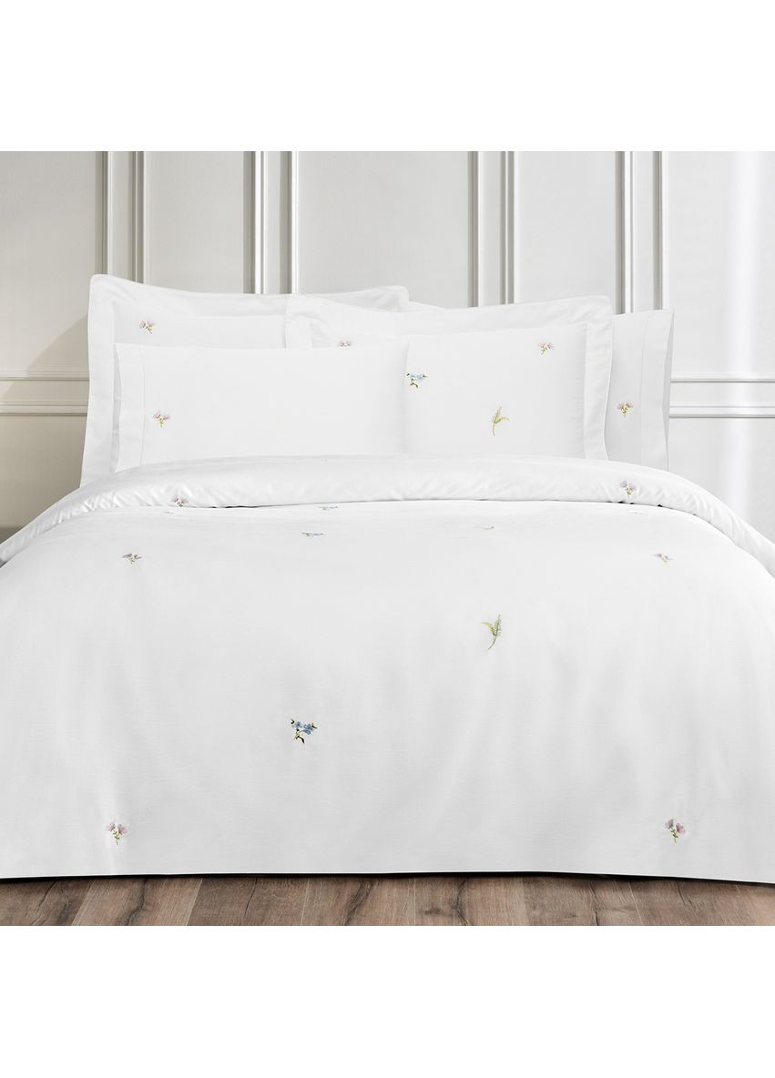 Комплект постільної білизни Brocade Embroidered сатин люкс 220-200 см білий Tivolyo Home (369165619)