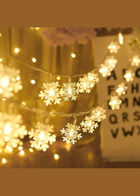 Світлодіодна гірлянда Сніжинки 20 led 3м біло-жовтий Jannet Гірлянда (307931971)
