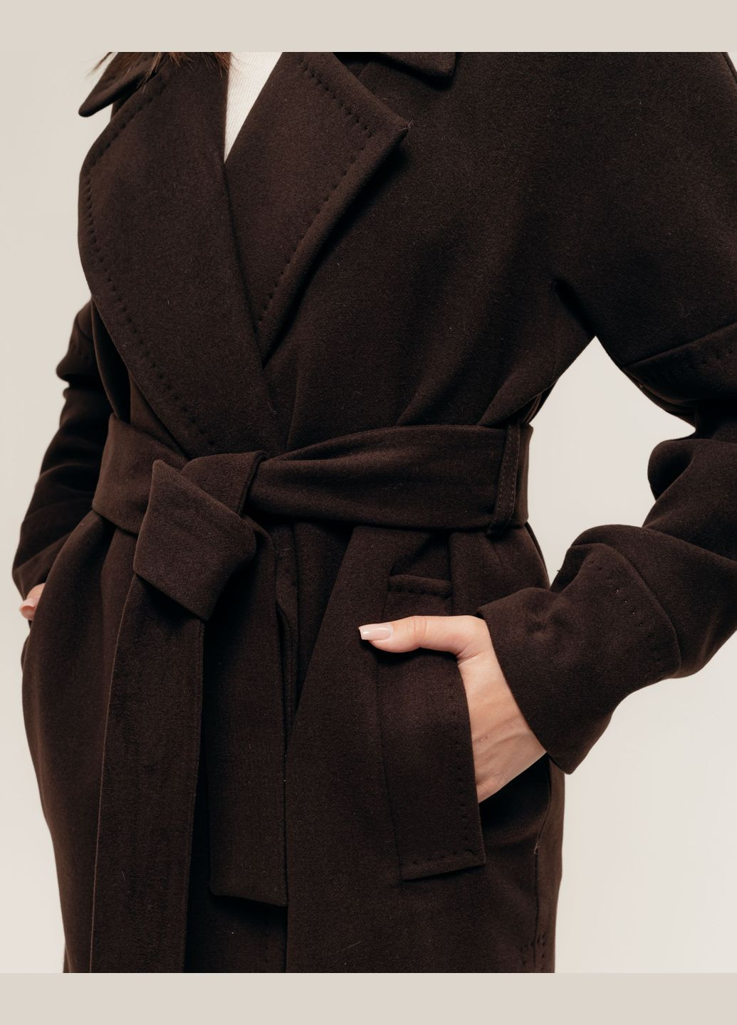 Коричневе Пальто коричневе кашемир Fine Line