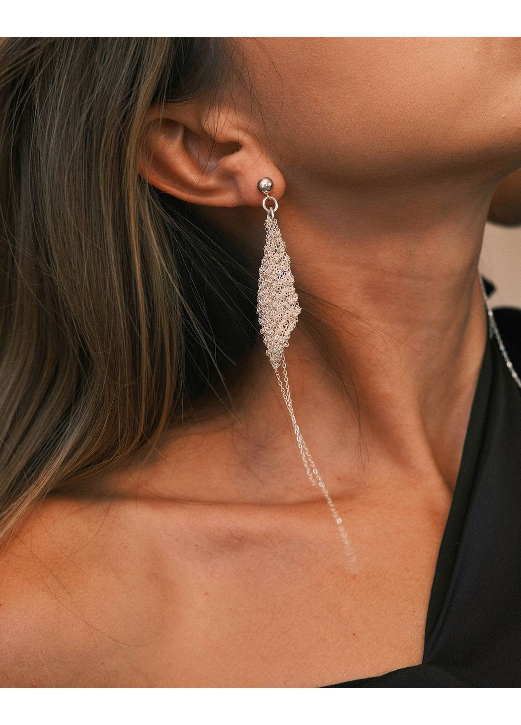 S925 Серебряные серьги «Цепочка» No Brand (363052443)