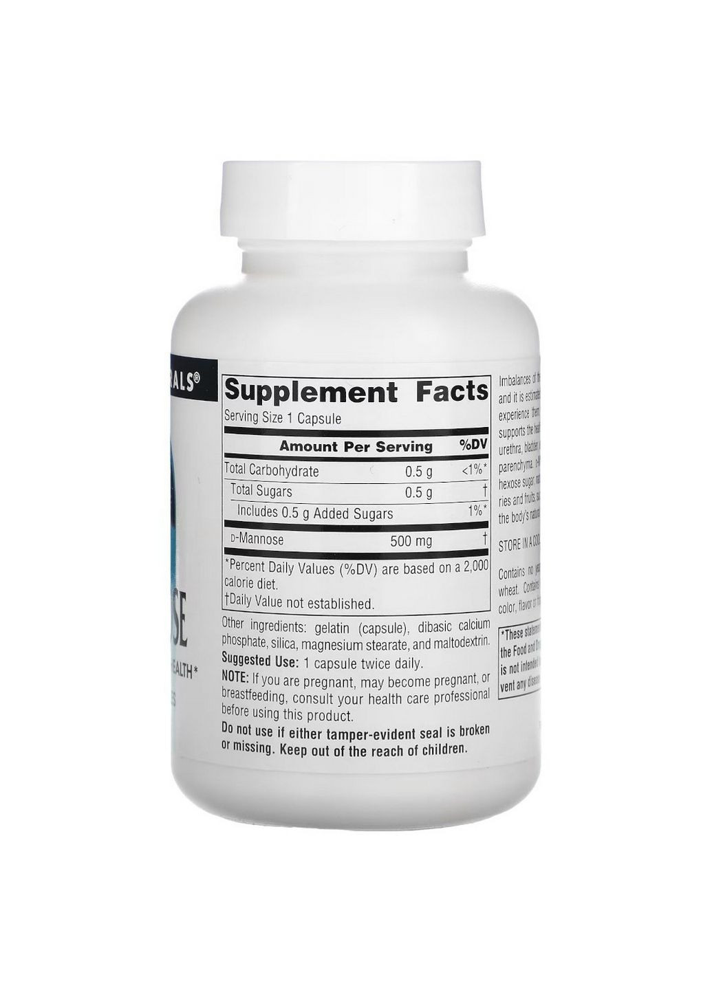 Натуральна добавка D-Mannose 500 mg, 60 капсул Source Naturals (294929227)