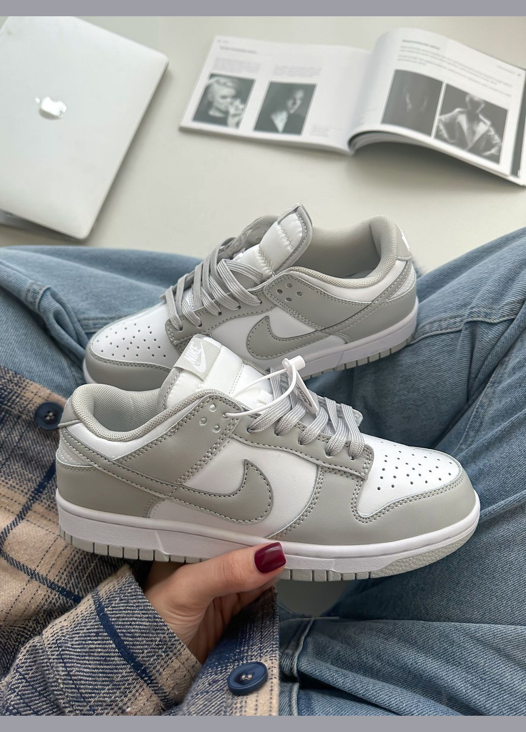 Кросівки жіночі і чоловічі Nike SB Dunk Low White Grey | Найк СБ Данк сірі No Brand сірі демісезони (347640463)