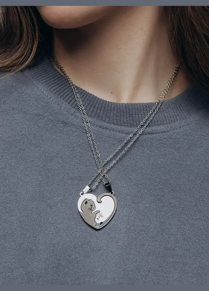 Подвеска на шею best friend парная кулон медальон с котиками Парные подвески для влюбленных No Brand (316462614)