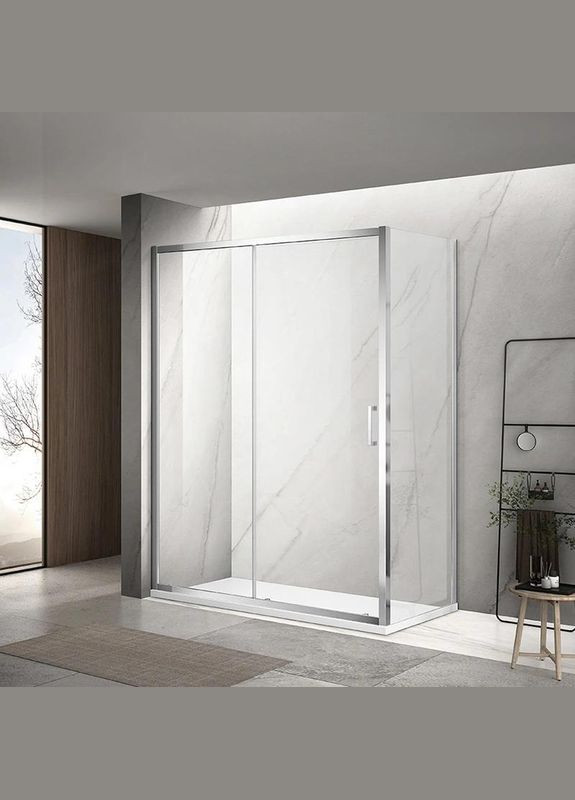 Душова кабіна A-517 140х100х195 розсувна, профіль хром, скло прозоре Dusel (328596715)