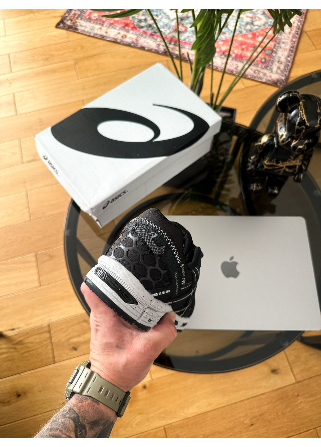 Черные демисезонные кроссовки мужские и женские asics gel-kahana 8 black white gore-tex | асикс гель-кахана 8 черные No Brand