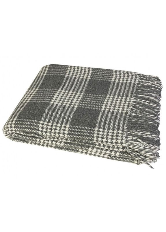 Плед вовняний Метро №5 Nora антрацит-біло-антрацит 170*210 двоспальний Vladi (288045151)