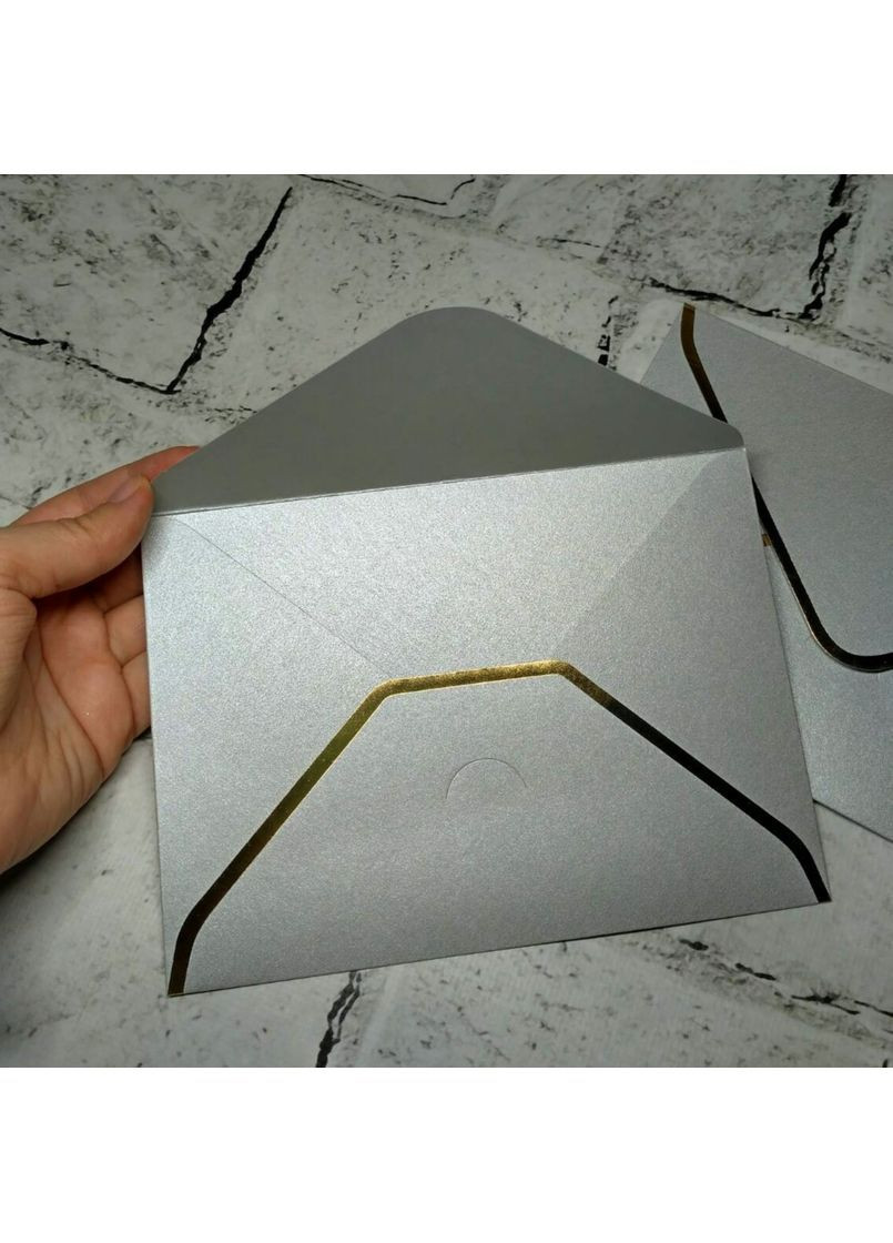 Конверт бумажный Премиум Gold 12,5х17,4 см перламутр Светло-серый No Brand (362412274)