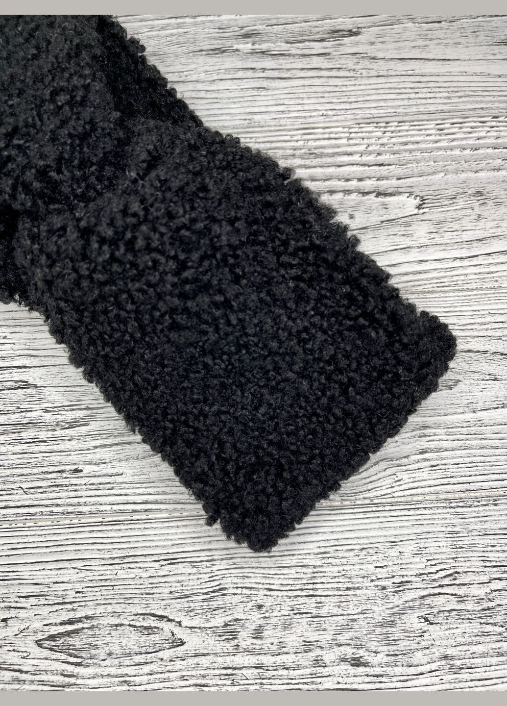 Повязка-чалма на голову теплая овечка Тедди черная No Brand (358204256)