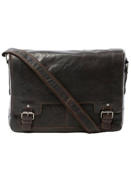 Сумка портфель через плече для чоловіків із натуральної шкіри для документів А4 для ноутбука Коричневий 40435 Ashwood (361432902)