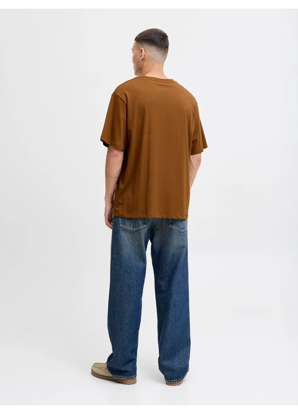 Коричневая футболка basic,коричневый с принтом,jack&jones Jack & Jones
