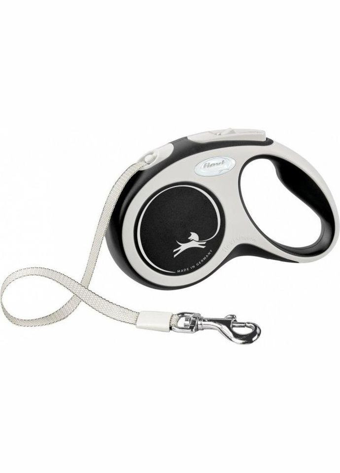Рулетка для собак New Comfort М 5 метрів, до 25 кг (чорна), повідець зі стрічкою Flexi (292258873)