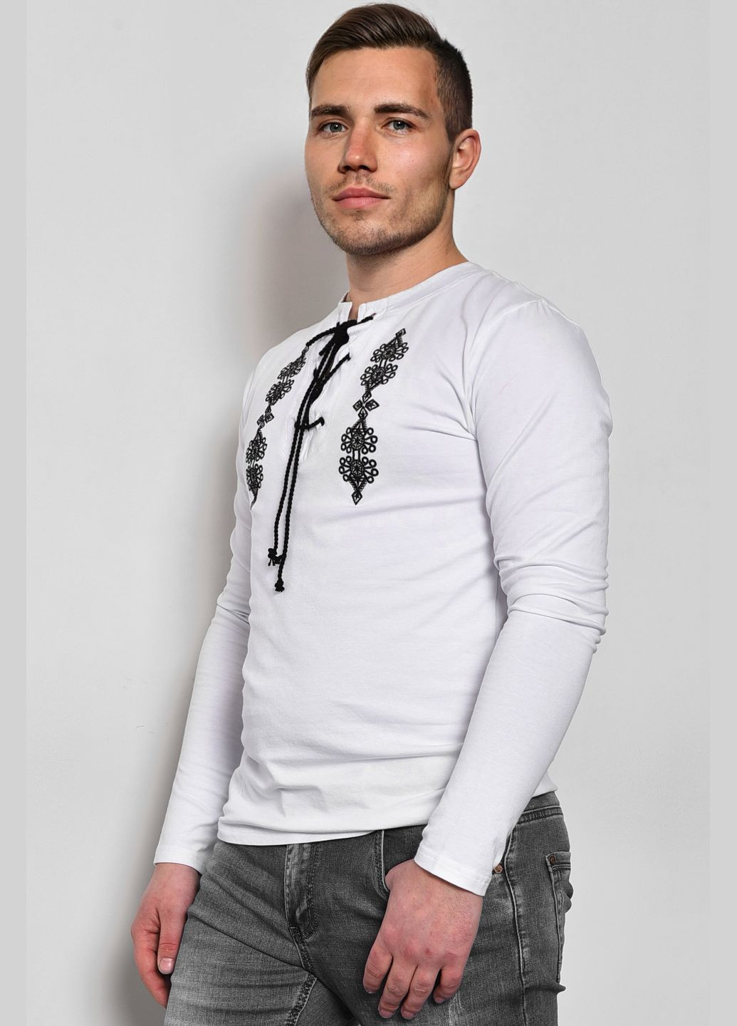 Білий демісезонний кофта вишиванка чоловіча білого кольору пуловер Let's Shop