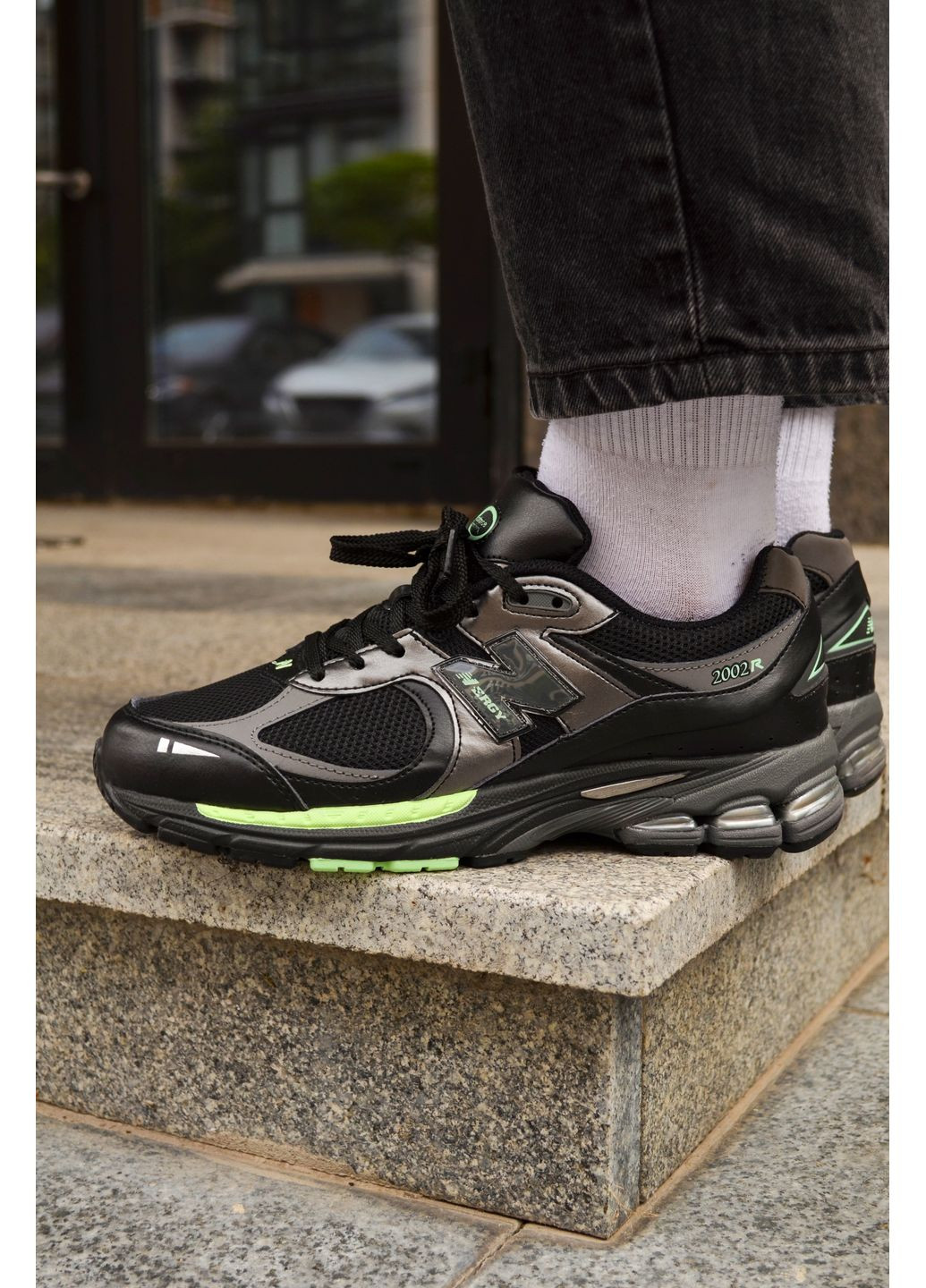 КРОССОВКИ ЖЕНСКИЕ NEW BALANCE 2002 BLACK GREEN НЬЮ БЕЛАНС 2002 No Brand серые демисезоны (369391033)