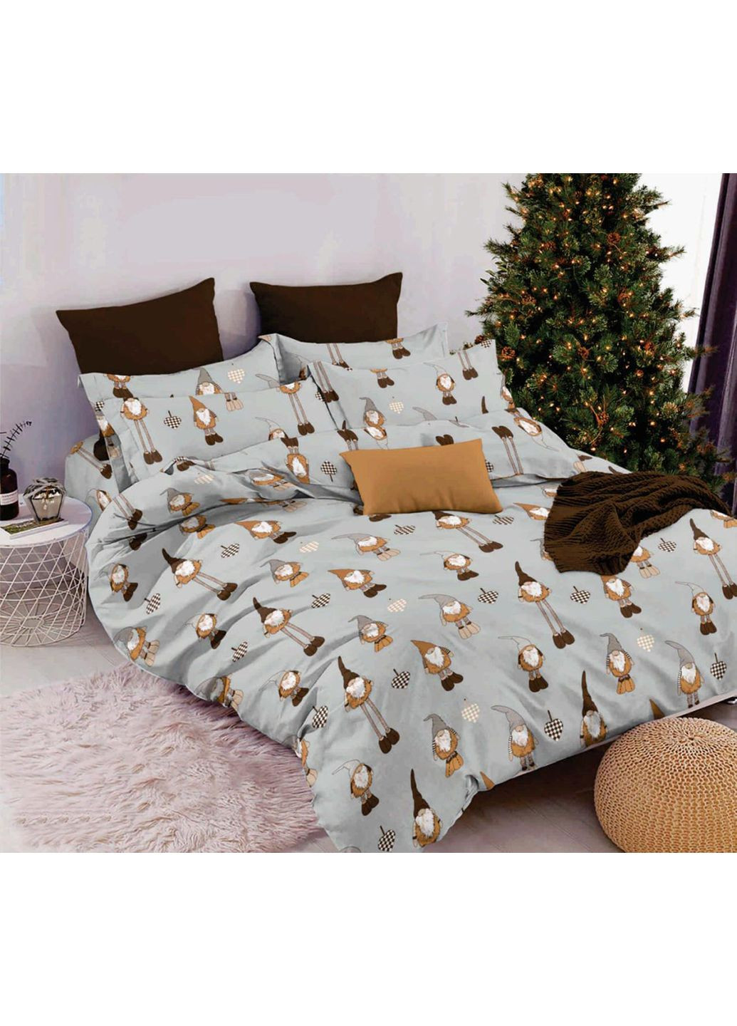 Наволочка декоративна Gnoms Тепло зимових снів бязь 50х70 см світло-сіра (2800004904254) SoundSleep (371651957)