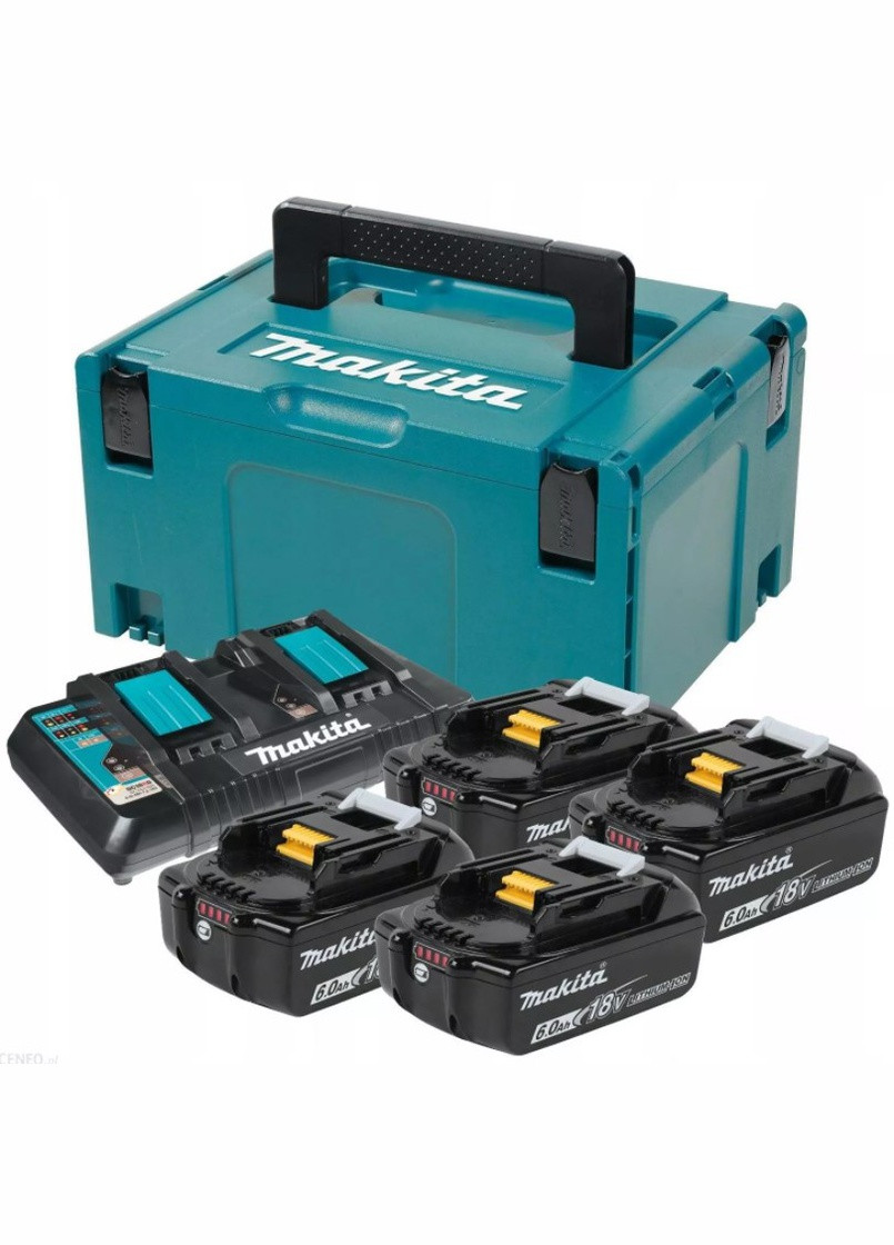 Набор аккумуляторов LXT 198091-4 (18 В, 6 Ач) 4 АКБ BL1860B и Зарядное устройство DC18RD + Makpac кейс (4675) Makita (295043040)