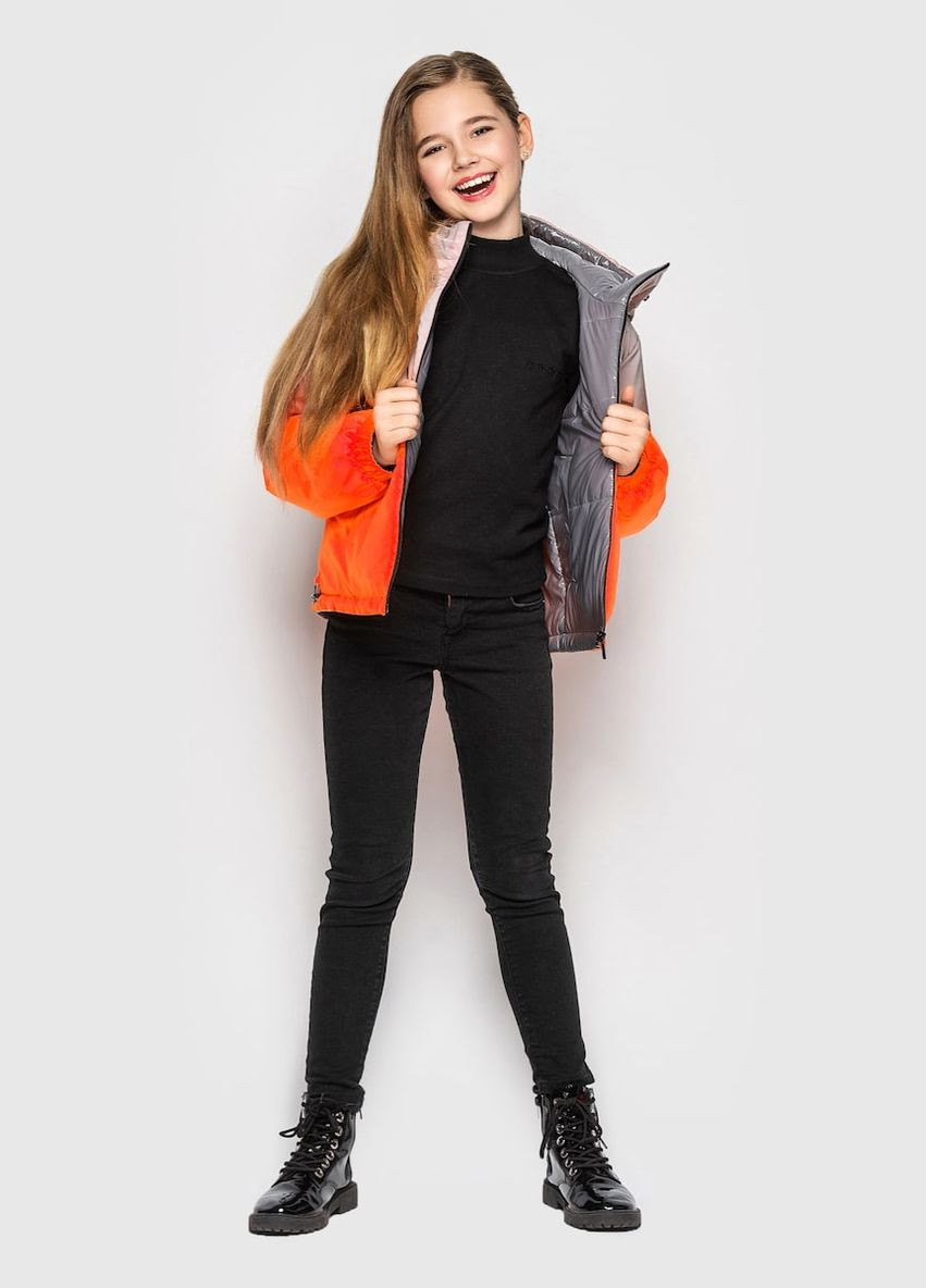 Комбинированная демисезонная двухсторонняя куртка ультра - оранж. Cvetkov Кора