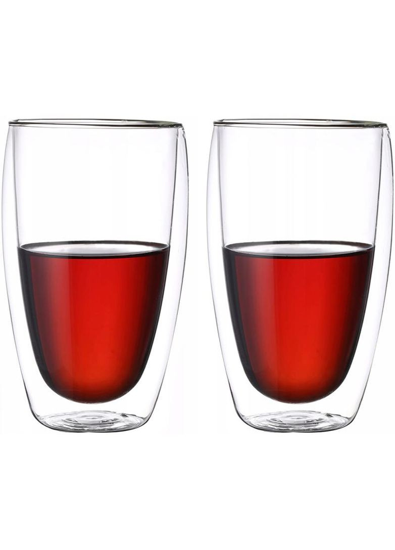 Набір скляних термостаканів 450мл подвійні стінки для гарячих та холодних напоїв Kamille (368987615)