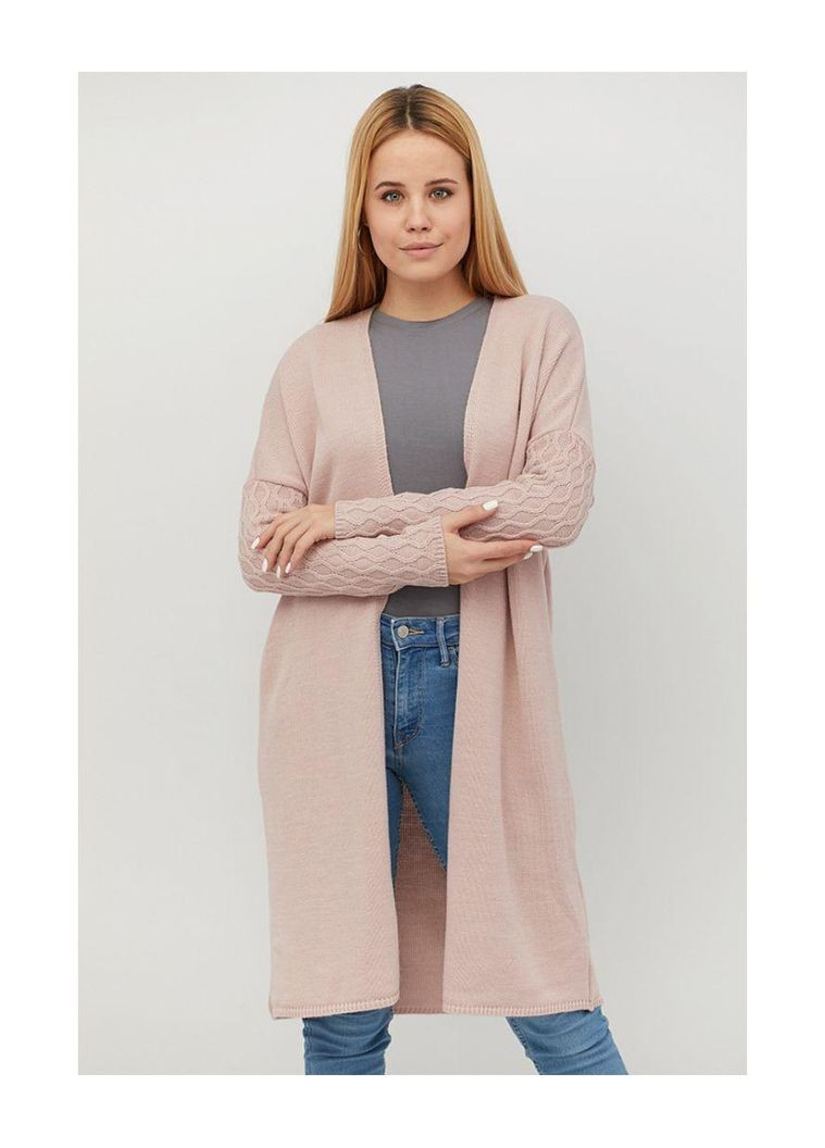 Жіночий в'язаний кардиган з косами на рукавах — теплий кардиган без пояса з вовни та акрилу ARTKNIT (ak9215p) Art Knit (334892852)