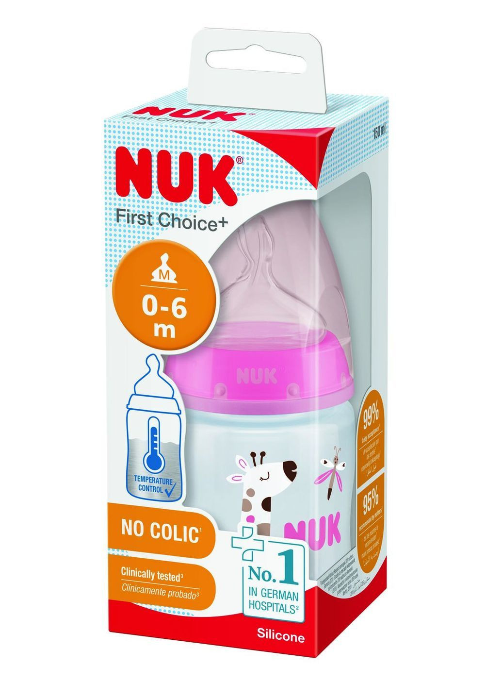 Бутылочка для кормления First Choice Plus Сафари, c силиконовой соской, 150 мл, бежевый (3952400) NUK 3952399 (366472262)